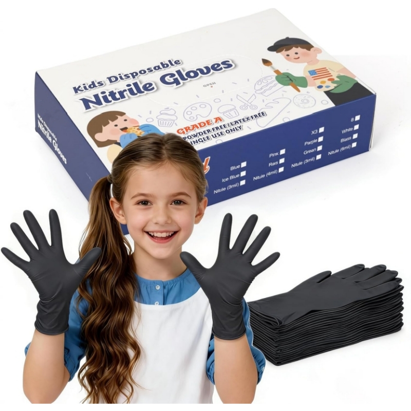 Nitrile Mechanic Glove - Детские черные нитриловые одноразовые перчатки для
